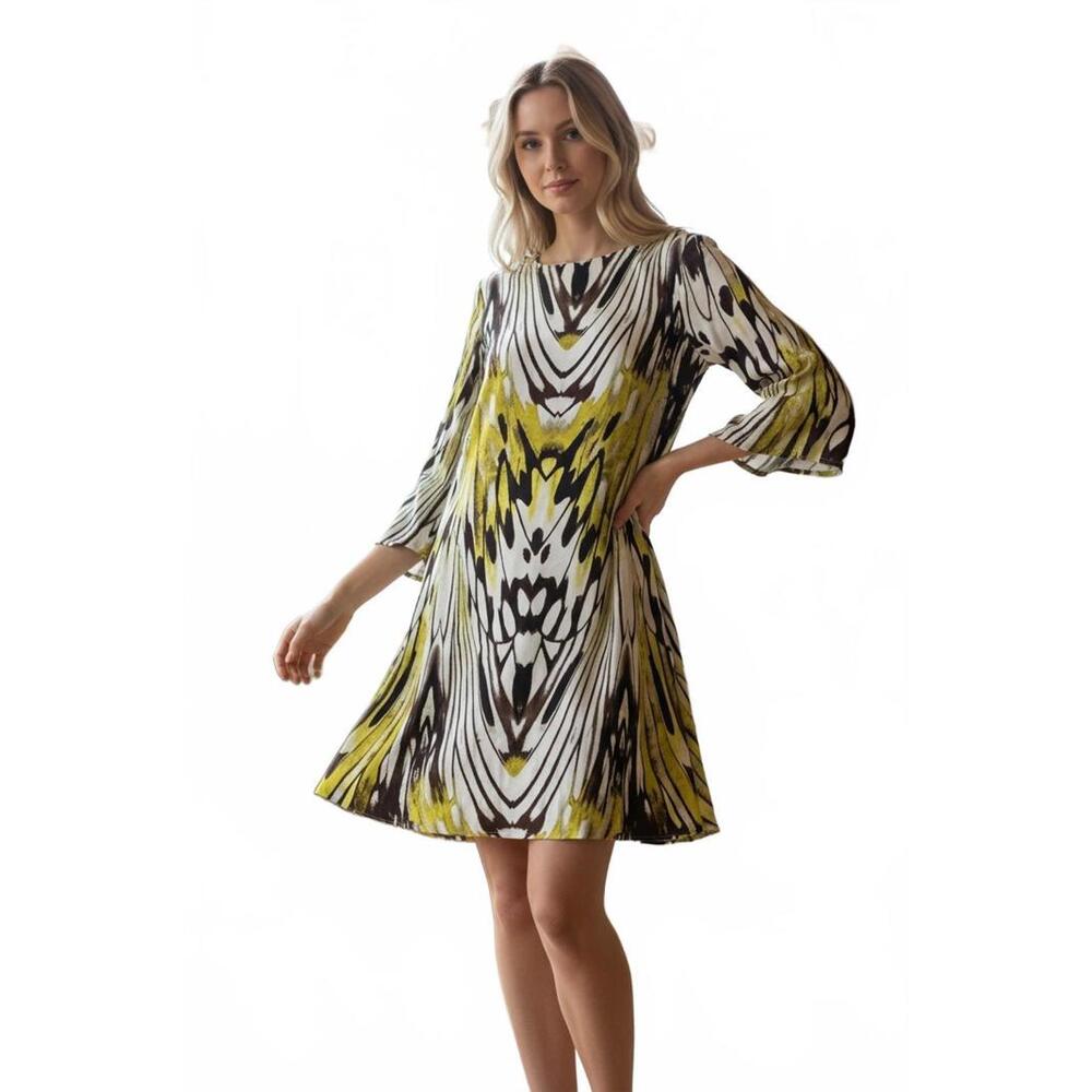 Leifsdottir Anthropologie Sarita 100%Silk swing dress flowy lined  SIZE 4 #1179